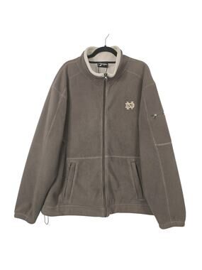 Notre Dame Fighting Irish Jacket Mens 2XL Brown NCAA Football Fossa Fleece Zip